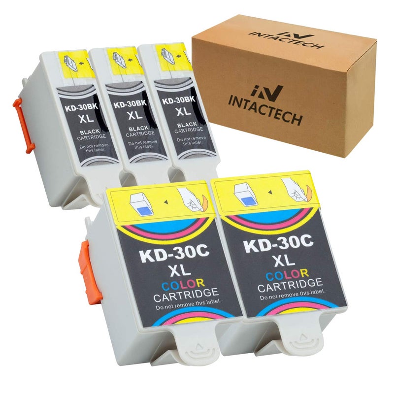 IN INTACTECH Compatible Ink Cartridges Kodak 30XL Combo Pack for Kodak ESP 3.2 C110 C310 C315 Office 2150 2170 Hero 3.1 5.1 Series Printer (3 Black, 2 Color) - Image 1